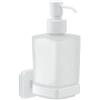 Gedy Tonga Dispenser Sapone Bagno a Muro 220ml, Finitura Bianco Opaco, Fissaggio con Viti o Adesivo, Pompetta Erogatore in Acciaio Inox, Contenitore in Vetro Satinato, Dispenser Sapone Liquido da Muro