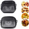 KaTerGve 2 Pezzi Nero Cestino per Friggitrice ad Aria in Silicone, Pieghevole Teglie Quadrata in Silicone Accessori, Contenitori Accessori Friggitrice ad Aria Riutilizzabile, Resistente al Calore/Antiaderente