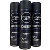 Nivea Deodorante spray da uomo, 3 pezzi, Deep Black Carbon Dark Wood - Antitraspirante - 150 ml