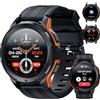 OUKITEL BT10 Smartwatch Uomo con Chiamate Bluetooth, 1,43 Pollici AMOLED Display, Batteria 410mAh, Orologio Impermeabile 5 ATM con Cardiofrequenzimetro Monitor Sonno per Android iOS, Arancione