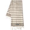 Saint Barth FOUTAS Teli mare a nido d'ape con frange - Righe PannaBeige