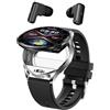 Zephyrion Smart Watch TWS Auricolari per Android iOS, Orologio Sportivo Rotondo da 1,39 pollici, Promemoria per i Messaggi, Monitoraggio della Frequenza Cardiaca e dell'ossigeno nel Sangue (Argento)