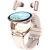 Zephyrion Smart Watch TWS Auricolari per Android iOS, Orologio Sportivo Rotondo da 1,39 pollici, Promemoria per i Messaggi, Monitoraggio della Frequenza Cardiaca e dell'ossigeno nel Sangue (Oro)