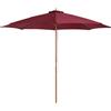 Easycomfort Ombrellone da Giardino 3x2.5 con Palo in Legno e 8 Stecche e Copertura in Poliestere Rosso Scuro