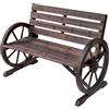 Easycomfort Panchina da Esterno a 2 Posti , Panchina da Giardino Stile Country con Braccioli a Ruota in Legno, 105.5x59x75cm Marrone