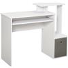 Easycomfort Scrivania Moderna per PC con Mensola Porta Tastiera, Ripiano e Cassetto in Tessuto, in Legno, 100x40x86.6cm, Bianco