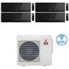 Mitsubishi Climatizzatore Condizionatore Mitsubishi Kirigamine Zen Wifi Nero Quadri Split Inverter 7000 + 7000 + 7000 + 15000 BTU con U.E. MXZ-4F72VF classe A++ /A+ NOVITÁ