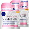 Nivea Hyaluron Cellular Filler Crema Giorno Anti-Età Rimpolpante Rassodante Tonificante Idratante Anti-Rughe Formula SPF15 con Acido Ialuronico ed Acido Folico Azione Intensiva - 2 Barattoli da 50ml