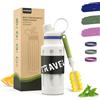 OUTDOUSE Borracce Termiche Borraccia Acciaio Inox-500ML/800ML, Borraccia Termica&Bottiglia Bevande Fredde Bottiglia Acqua, con Cannuccia, 3 Cinturini in Silicone, Borracce Senza BPA per i Viaggi (500ML)
