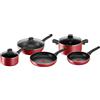 Lagostina Cucina Mediterranea Set di Padelle Antiaderenti in Alluminio,8 Pezzi, Batteria Pentole Induzione, Gas e Forno, Indicatore Cottura Thermo-Signal, Manici Ergonomici in Bakelite