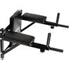 Physionics® Stazione Dip da Parete con Schienale - Manici Imbottiti Estensibili, Carico Massimo 200 kg, Struttura in Acciaio - Barre per Sollevamento Gambe, Dip Station, Supporto Montaggio a Muro