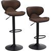 ALPHA HOME Confezione da 2 sedie da bar marroni, sgabelli girevoli 360 con pelle PU, altezza del bancone regolabile, robusto telaio in metallo, capacità 136 kg, altezza seduta 71-83 cm