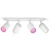 Philips Hue White and Color Ambiance Fugato Faretto Smart, 4 Punti Luce, Orientabili, Bluetooth, Dimmerabile, Attacco GU10, Lampadine Incluse, Bianco