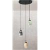 ONDALUCE CICIRIELLO EKOS LAMPADARIO A SOSPENSIONE ROTONDO 3 LUCI DIFFUSORI IN VETRO COLORATO LED 18W LUCE 3000K MODERNO