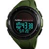 FeiWen Solare Orologi da Polso da Unisex Outdoor Militare Sportivi Digitali Orologio Grande Plastica Cassa e Gomma Banda 50M Impermeabili Multifunzione LED Controluce Allarme (Verde)