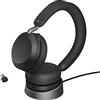 Jabra Evolve2 75 Cuffie Wireless PC Stereo con Base di Ricarica e 8 Microfoni - Doppia schiuma, cancellazione attiva del rumore regolabile, adattatore Bluetooth USB-C, compatibilità UC - Nero