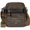 Avirex, Borsello Piccolo con Tracolla Regolabile in Canvas Spalmato con Parti in Ecopelle, Tracolla da Uomo, Collezione Dover, DVR10, Colore Mud Green