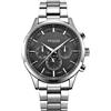 Alienwork Orologio Automatico Uomo Donna Argento Bracciale in Acciaio Calendario Data Nero