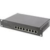 DIGITUS Switch di rete Gigabit Ethernet, 10 pollici, 8 porte, L2+ gestito, VLAN, aggregazione dei collegamenti e controllo delle porte, Nero
