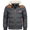 Geographical Norway Abramovitch Men - Cappotto caldo in pelliccia, autunno inverno, giacca calda da uomo, giacca a maniche lunghe, taglio a vento, stile parka, da uomo, grigio scuro, XL