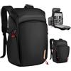 K&F CONCEPT Zaino Foto 25L Compartimenti Magici Impermeabile Nero+Rosso | Zaino 25L, poliestere 600D, laptop 16'', divisorio 5:5/2:8, treppiede, espansione, ideale foto viaggio e outdoor, modello B06