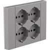Electraline 22135 Multipresa da incasso Quadra 4 Posti Universali P40, compatibile con tutte le scatole da incasso 3 posti (muratura o cartongesso)