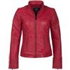 URBAN 5884 Giacca Pelle Donna, Giubbino in Vera Pelle d'Agnello, Modello Corto e Aderente, Pelle Liscia e Morbida, Rosso, L