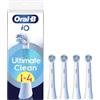 Oral-B Serie iO Ultimate Clean, Testine Rotonde Di Ricambio Originali, Filamenti Criss-Cross, Rimozione Profonda Della Piastra Batterica, 4