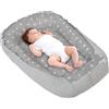 Medi Partners Riduttore Lettino Neonato - 100x60x15 Nido Antisoffoco Neonati Bozzolo Culla per Bebè neonata bilaterale Cuscino 100% Cotone Waffle (Stelle con Waffle grigio)
