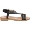 Valleverde sandalo basso tacco piccolo sottopiede in pelle 55401 nero cinturino elastico facile calzata (nero, Sistema Taglie Calzature EU, Adulto, Donna, Numero, Media, 37)