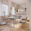 DEGHI Tavolo da pranzo 200x100 cm top grigio effetto pietra 38 mm e gambe a U 8x4 in metallo cromo - Upton