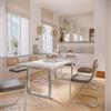 DEGHI Tavolo da pranzo 200x100 cm top effetto rovere bianco 38 mm e gambe a U 8x4 in metallo cromo - Upton