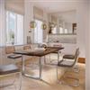 DEGHI Tavolo da pranzo 200x100 cm top effetto rovere deciso 38 mm e gambe a U 8x4 in metallo cromo - Upton