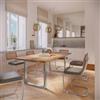 DEGHI Tavolo da pranzo 200x100 cm top effetto rovere gold 38 mm e gambe a U 8x4 in metallo cromo - Upton