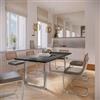 DEGHI Tavolo da pranzo 200x100 cm top effetto rovere grigio 38 mm e gambe a U 8x4 in metallo cromo - Upton