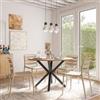 DEGHI Tavolo rotondo 120 cm con top rovere e gambe incrociate nero - Focal