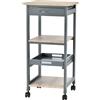 HOMCOM Carrello da Cucina Portafrutta con Ruote Cassetti, 2 Ripiani e Vassoio Estraibile, in legno e MDF 37x37x76cm, Grigio|Aosom Italy