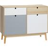 HOMCOM Mobile Multiuso Stile Nordico, Armadietto Due Ante con Cassetti per Cucina e Ingresso, 100x40x79.5cm, Multicolore
