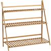 Outsunny Fioriera da Esterno a 3 Livelli in Bambù con Design Rialzato e Pieghevole, 98x37x96.5 cm, color Legno|Aosom
