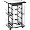 HOMCOM Carrello da Cucina con 4 Cestini Rimovibili e 4 Scomparti Laterali Nero, 57 x 37 x 83|Aosom