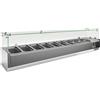 Ekofrost Vetrina refrigerata porta ingredienti in acciaio inox - lunghezza cm 140 - profondità cm 33,5 - altezza cm 43,5 - capacità vaschette: n 6 gn 1/4 (cm 26,5 x 16,2) - gas refrigerante r600a - motore a destra