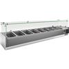 Ekofrost Vetrina refrigerata porta ingredienti in acciaio inox - lunghezza cm 140 - profondità cm 39,5 - altezza cm 43,5 - capacità vaschette: n 4 gn 1/3 (cm 26,5 x 16,2) + n 1 gn 1/2 (cm 32,5 x 26,5) - gas refrigerante r600a - motore a destra
