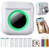 Carpower Mini stampante portatile, stampante fotografica termica senza inchiostro con 7 rotoli di carta, stampante intelligente Bluetooth compatibile con Android e iOS, per etichette, immagini, nota