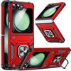 LeYi Cover per Samsung Z Flip5 con Anello Supporto, Custodia Armour TPU Bumper Antiurto Case Cover per Telefono Samsung Galaxy Z Flip 5 5G, Rossa