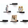 NIUBEST Piccolo scaffale sospeso 12,7 x 15,2 cm, battiscopa da parete mini mensola, mensola rustica in legno per camera da letto, soggiorno, bagno, cucina (6, nero)