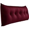 VERCART Cuscini da Lettura Rettangolare Supporto Posteriore Confortevole CuscinoCorpo Testata di Letto Lombare Cuscino Laterale Sostegno per Divano Letto Velluto Vino Rosso 160cm