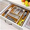 BAKAJI Vassoio Portaposate da Cassetto Estendibile per Cucina in Legno di bambù con 5 Scomparti Porta Posate + 2 a Scomparsa Colore Bamboo Naturale Salvaspazio (46 x 30 x 5 cm)
