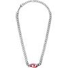 Diesel Collana da uomo, Collana a catena in acciaio inox, Rosso (Red)