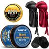 WOZUTUNT 360 Wave Pomade Unguento per Uomo - Hair Butter Set con Spazzola Tascabile, Pennello, Durag Satin e Berretto a Coda Extra Lunga