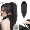 HSAJS Artiglio Pinza Corto Dritta Chignon Extension 30cm Corto Coda di Cavallo Chignon Extension Balayage Sintetica Spesso Clip Finta Posticci Natural Parrucca a Coda di Cavallo Alta (Nero)